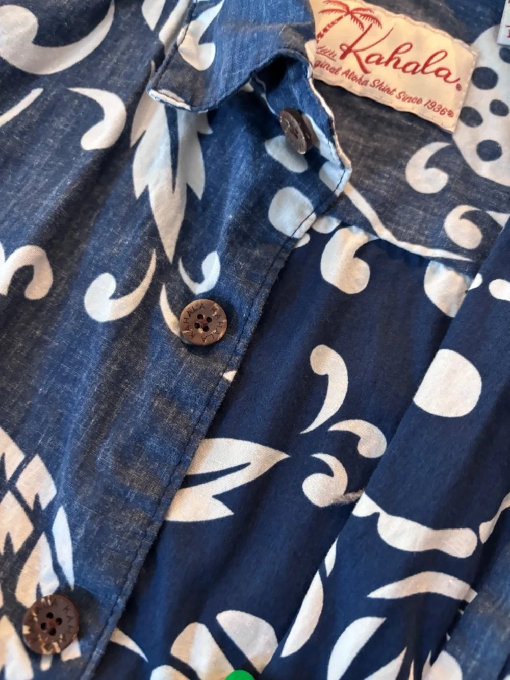 Kahala kids Hawaiian shirt Duke’s Pareo Large (10-12) navy blue